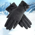 thumbnail image 5 of Dyfzdhu Fall Winter Screen Gloves Outdoor Driving Riding Warm Gloves Women Fleece Bow Knot Non Down Fleece Gloves Grey, 5 of 5