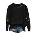 thumbnail image 4 of UngA Christmas Womens Sweatshirt Casual Christmas Tree Pullover Shirt Long Sleeve Xmas Vacation Party Clothes Top Sweatshirt Women (Black,M), 4 of 5
