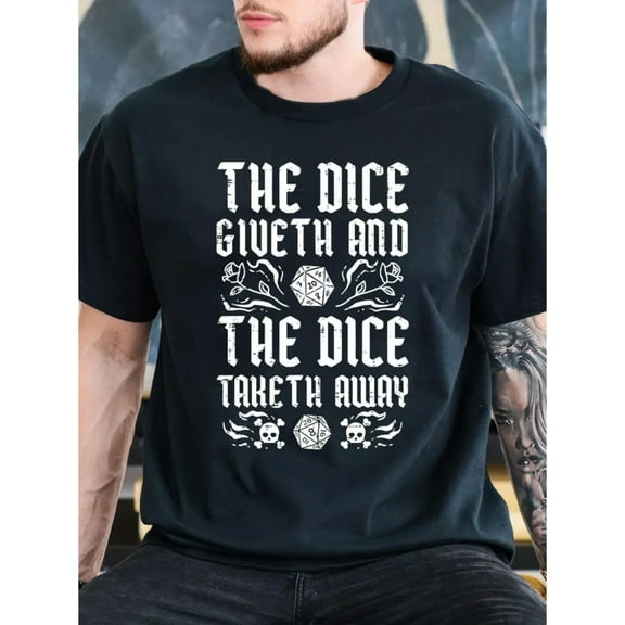 Men's fun game cotton printed T-shirt, Dungeons and Dragons theme.