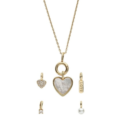 Believe by Brilliance Women's Charm Necklace with Mother of Pearl in 14KT Gold Flash Plated Brass