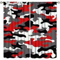 Black Red Camo Curtains Camouflage Graffiti Militarily Colorful Abstract Art Curtain with Rod Pocket for Bedroom Living Room Home Decor Drapes Window Treatments 2 Panels Set 84" W X 84" L
