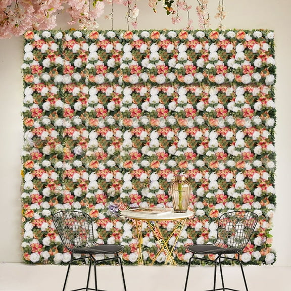 FETCOI Artificial Flower Wall Pink & White Flower Panel for Home Party Floral Decor