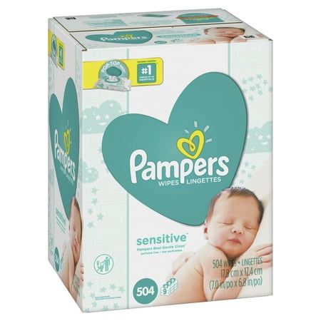 Pampers Baby Wipes, Sensitive, 9X Pop-Top Packs, 504 Count Pampers Baby Wipes, Sensitive, 9X Pop-Top Packs, 504 Count