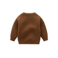 thumbnail image 3 of Capreze Crew Neck Jumper Top Winter Warm Sweater Boys Thermal Knitwear Knitted Sweaters Playing Chunky Pullover Brown 110cm (30-35 Catties), 3 of 8