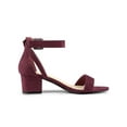 thumbnail image 3 of BLISSFUL STEP Women's Sandals Block Heels Ankle Strap High Heels Sandals Burgundy 8, 3 of 7