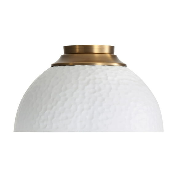 Golden Lighting Shepard 3-light Flush Mount in Modern Brass and Matte White shade