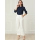 thumbnail image 2 of Blusa de Chifón con Cuello Levantado y Volantes de Manga Larga Allegra K para oficina y Trabajo Mujer Azul marino M, 2 of 6