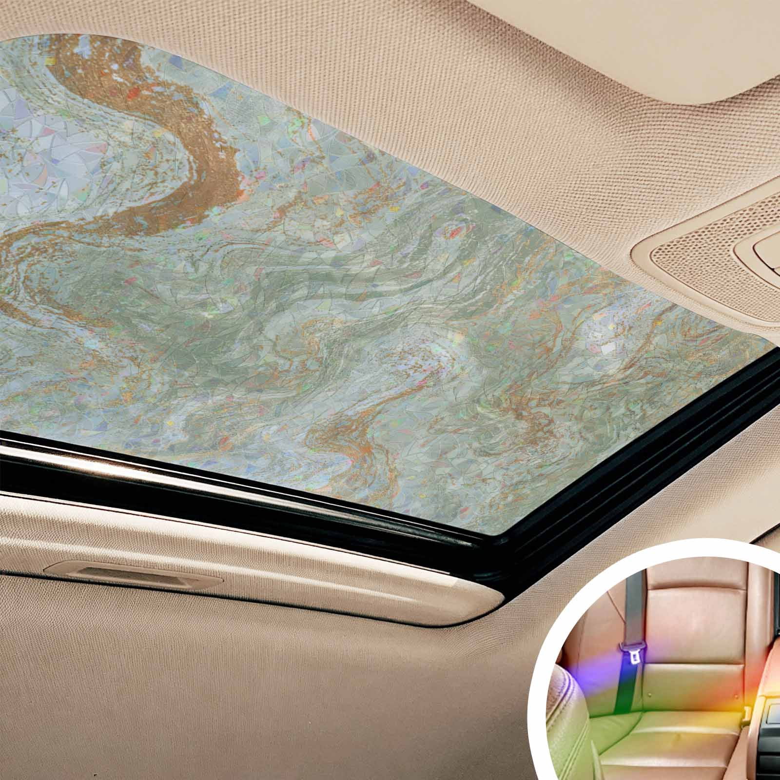 Sage Green Marble Window Privacy Film Stain Glass,Reusable Decorative Rainbow Window Film,Contemporary Abstract Fluid Art Static Cling Sun Blocking Stickers Decals Covers 23.6" x 78.7" (2pcs)