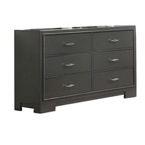 Benjara Aliso 58 Inch Wide Dresser Chest, 6 Drawers, Bracket Feet, Dark Gray