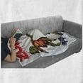 thumbnail image 6 of Zombie Soft Flannel Fleece Blanket, Dead Man Eating Brain Cannibal Meditating Skate Boarding Graphic Pattern, Cozy Plush for Indoor and Outdoor Use, 70" x 90", Olive Green Red Dust, by Ambesonne, 6 of 6