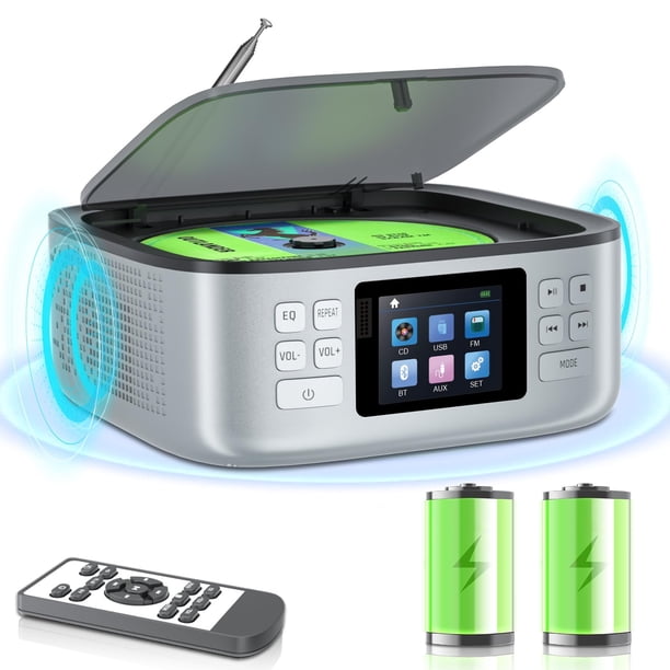 Reproductor de CD Portátil Arafuna con Bluetooth, Parlantes y Radio FM