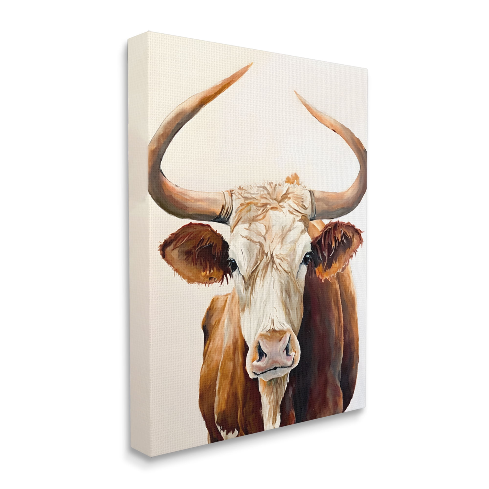Stupell Industries Longhorn with Curved Horns Animals & Insects Painting Gallery Wrapped Canvas Art Print Wall Art, 16 x 20