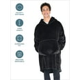thumbnail image 4 of Bare Homey Adult Size Microplush Wearable Blanket, Round Trapezoid Pocket, Black, 4 of 8