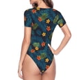 thumbnail image 4 of Daiia Hawaiian Style print Women's Crew Neck Short Sleeve Bodysuit Fashion Tops Fit Casual Basic Extender Bodysuit-XX-Large, 4 of 9
