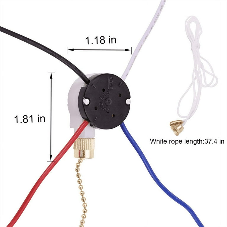 3セット Ceiling Fan Switch Kit 3 Speed 4 Wire,ZE-208S Pull Wire