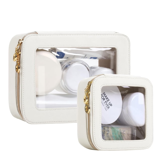 Set de bolsas de maquillaje JRQCSJY Leather Clear Travel Essentials