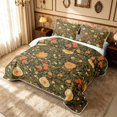 thumbnail image 3 of Erosebridal Vintage Blossom Twin Quilt Set, Tropical Flower Twin Coverlet Set, Reversible, Olive Apricot, 2pcs (1 Bedspread and 1 Pillowcase), 3 of 7