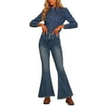 thumbnail image 2 of INSPIRE CHIC Women's Bell Bottom High Rise Classic Flared Jeans S Blue, 2 of 5