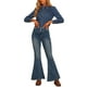 thumbnail image 2 of Jeans de campana para mujer de tiro alto, pantalones de mezclilla acampanados clásicos, azul, XS, 2 of 5