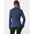 thumbnail image 4 of DARING DIVA Women's Faux Suede Belted Lapel Single Breasted Blazer L Dark Blue, 4 of 6