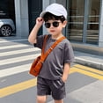 thumbnail image 2 of Gubotare Girls Outfit Sets Toddler Baby Girl Summer Clothes Ribbed Knitted Short Sleeve T-Shirt Tops Ruffle Shorts Set 2Pcs Bow Outfit 6T 7T (Dark Gray,6-7 Years), 2 of 6