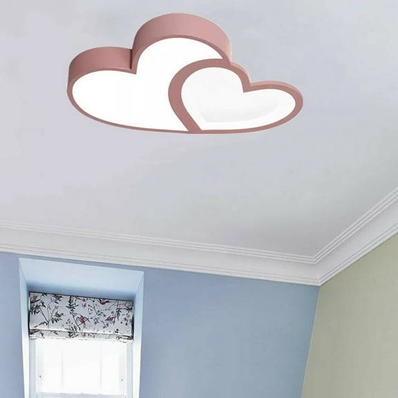 Miumaeov Modern Cartoon Heart Shape Chandelier LED Acrylic Pendant Lamp Bedroom Kid's Room Ceiling Light (Pink)