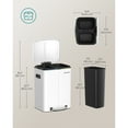 thumbnail image 3 of SONGMICS Trash Can, 2 x 20 L Garbage Can for Kitchen, Dual Compartment Metal Step Bin, with Plastic Inner Buckets, Soft-Close Lids, and Handles, Odour Seal, White, 3 of 7