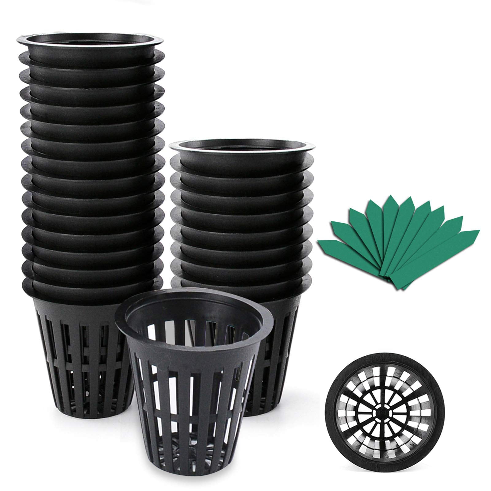 50pcs 4.5 Inch Heavy Duty Mesh Pot Net Cup Basket Hydroponic Planting W/ Sponge 