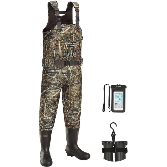 TIDEWE Men’s Waterproof Neoprene Chest Waders with 800G Insulated Boots, Bootfoot Waders with Adjustable Suspenders for Duck Hunting, Fishing & Cold Weather