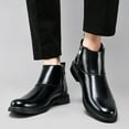 thumbnail image 6 of Men's Genuine Leather Buckle Dress Chelsea Boots with Side Zipper Fashion Pointed Toe Waterproof Non-Slip Casual Business Formal Booties, 6 of 6