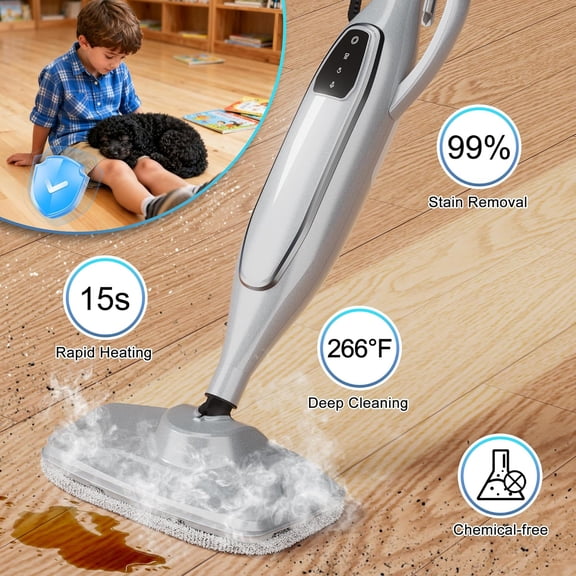 11-in-1 Powerful Handheld Steam Cleaner with 11.8 OZ Removable Tank