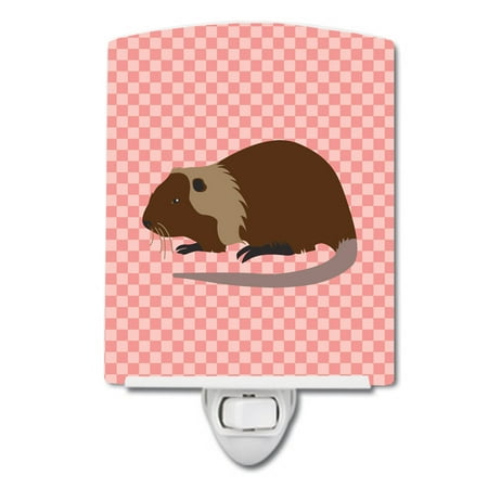 

Caroline s Treasures BB7879CNL Coypu Nutria River Rat Pink Check Ceramic Night Light 6x4x3 multicolor