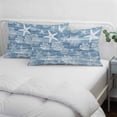 thumbnail image 3 of Haze Blue Coastal Pillow Covers, Linen Long Throw Pillow Case, Summer Beach Nautical Starfish Coral Vintage Holiday Pillow Protector Decorative Cushion Cover for Living Room/Bedroom 20" x 30", 3 of 8