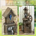 thumbnail image 3 of 2-in-1 Outdoor Water Fountain with Birdhouse, Resin Garden Waterfall with LED Lights & Adjustable Flow, Rustic Tree Trunk Design for Patio, Backyard, Garden and Balcony, Mixed Color, 3 of 7