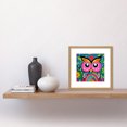 thumbnail image 3 of Funky Abstract Owl Vibrant Colourful Patterns Flowers Pink Yellow Illustration Square Wooden Framed Wall Art Print Picture 8X8 Inch, 3 of 4