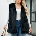 thumbnail image 2 of Uaswgudfs Women's Black Faux Fur Vest, Plus Size Winter Sleeveless Warm Outerwear, Casual Fashion Layering Jacket - Trendy Style Black 2XL, 2 of 9