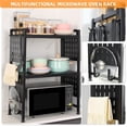 thumbnail image 4 of 3 Tier Microwave Shelf Countertop, Extendable Microwave Oven Rack Adjustable Microwave Stand Bakers Rack for Kitchen Counter Shelf Organizer with 4 Hooks and Pot Lid Holder,Black, 4 of 7