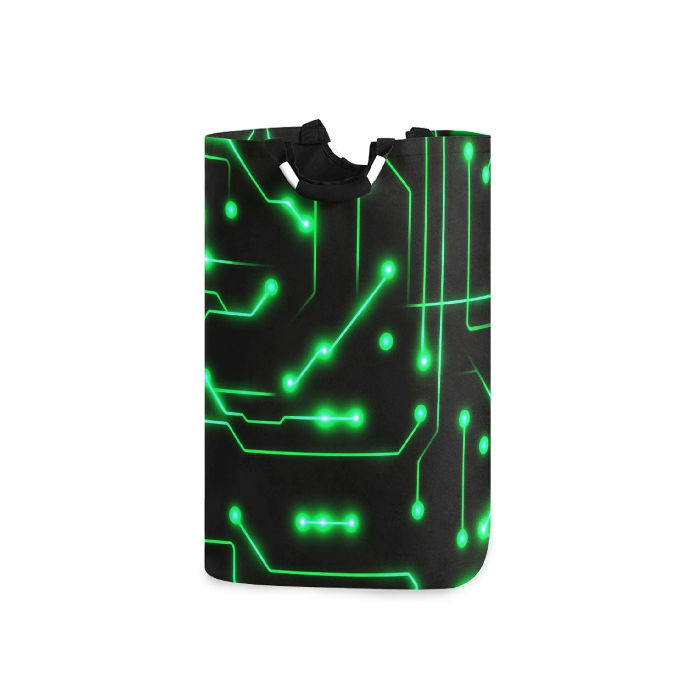 Neon Circuit Design Foldable Laundry Hamper 12.6x11x22.7in with Handles for Bathroom Bedroom Storage