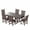 Dark Brown, variant on WestinTrends Malibu 7 Piece Outdoor Dining Set, All Weather Poly Lumber Patio Table and Chairs Furniture Set, 71" Trestle Dining Table with Umbrella Hole and 6 Arm Chairs, Teak