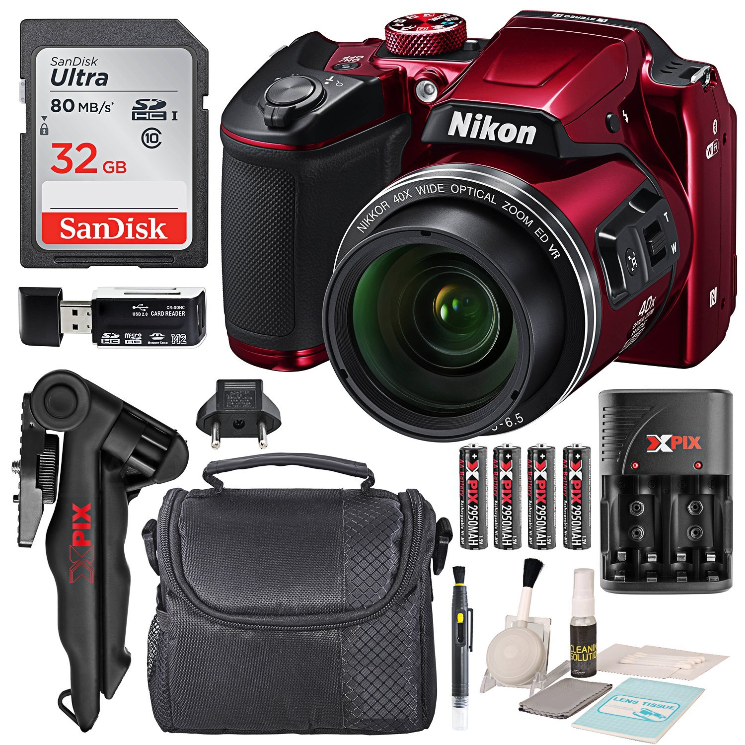 Nikon COOLPIX B500 Digital Camera along with 32GB SDHC Memory Card and