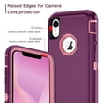 thumbnail image 3 of I-HONVA Compatible with iPhone XR Case,3-Layer Military Grade Drop Protection Anti-Slip Bumper Rugged Shockproof Dustproof Protection Phone Case,Purple Pink, 3 of 6