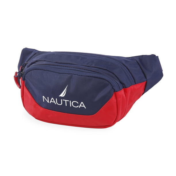 Cintura ajustable de nailon 420D de Fanny Pack Nautica, azul marino y rojo