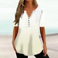 thumbnail image 1 of Qiopertar Blouse d'Été Décontractée à Col en V pour Femmes, Manches Courtes, Boutons, en Solde à Moins de 5$, 1 of 5