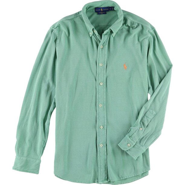 Camisa Ralph Lauren con Botones Peso Pluma Verde Pequeña