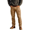 thumbnail image 3 of Busydd Cargo Pants for Men Solid Color Multi Pocket Work Trousers Outdoor Straight Leg Hiking Pants S, 3 of 6