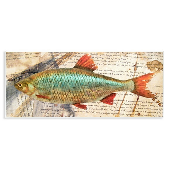 Stupell Industries Vintage Pages & Fish Animals & Insects Painting Unframed Art Print Wall Art, 17 x 7
