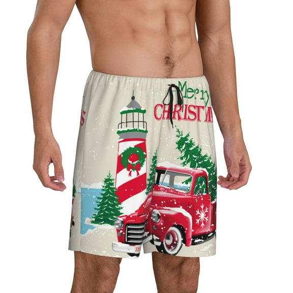 Picia Merry Christmas 1 Pajama Shorts for Men, Men's Pajama Bottoms, Sleepwear,Short Pajama Pants-