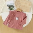 thumbnail image 2 of Wxirdiow Long Sleeve Tops for Toddlers Girls Toddler Girl Shirts Ruffle Long Sleeve Baby Girl T-Shirts Kids Blouse Ribbed Toddler Girl Tee Tops D Size,6-12 Months, 2 of 3