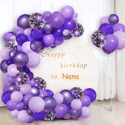 104Pcs Purple Balloon Arch Kit, Light Purple, Dark Light Metallic