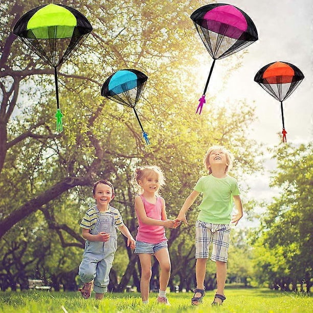 Parachute Toy, Tangle Free Throwing Toy Parachute, Outdoor Children's Flying Toys, No Battery nor Assembly Required (4 Pieces Set) (A)